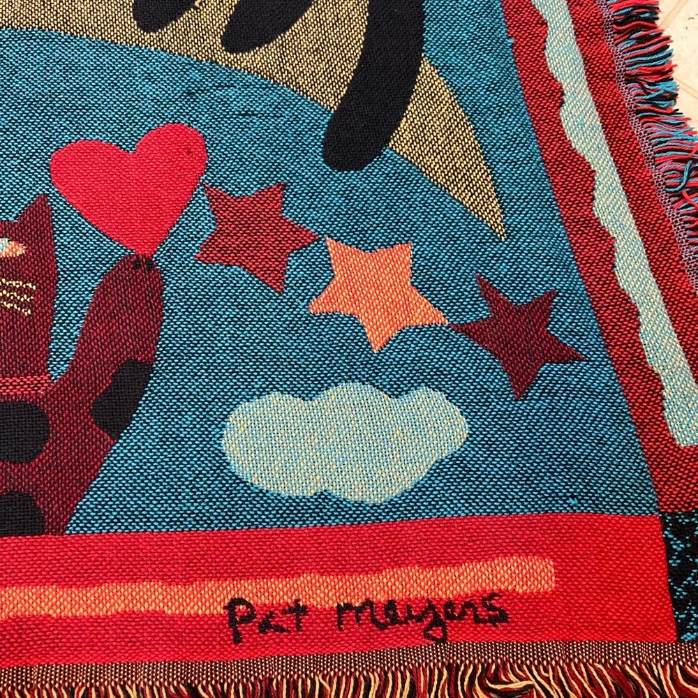 Goodwin Weavers Signed Pat Meyers Cotton Cat Fringe Throw Blanket - Picture 2 of 9